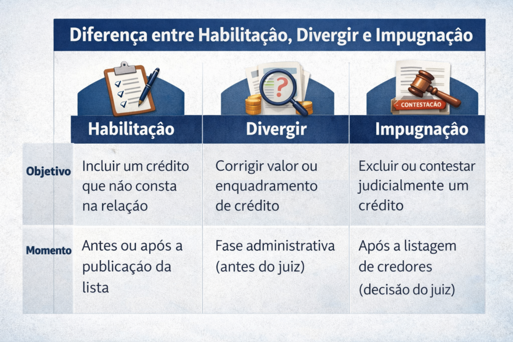diferença entre habilitação, divergir e impugnação diferença entre habilitação, divergir e impugnação